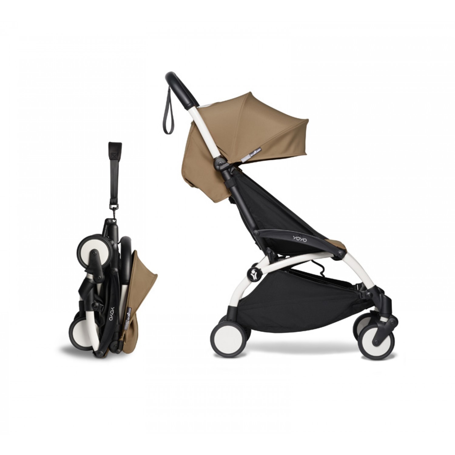 Complete BABYZEN stroller YOYO2  0+ and 6+ | White Chassis Toffee